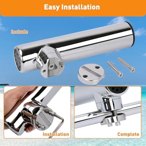2 Pack Fishing Rod Holders for Boat Rail Mount, Stainless Steel Clamp on Rod Holder for Marine Boat, Fishing Boat, Pontoon, Jon Boat - Image 5