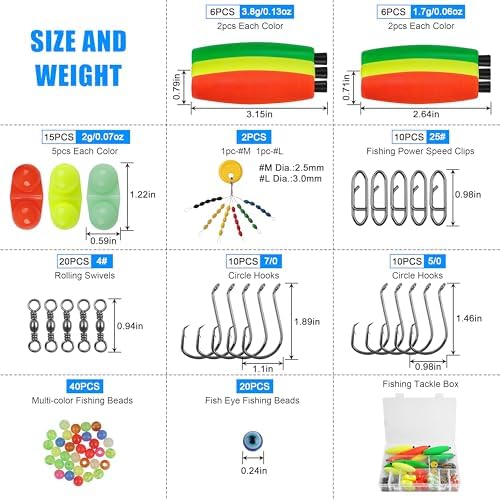 Catfish Rig Catfishing Tackle Making Kit,131/139pcs Santee Cooper Rigs with Circle Hooks Peg Floats Bobber Stoppers Swivels Rattle Bell Beads Catfishing Gear Equipment - Image 2