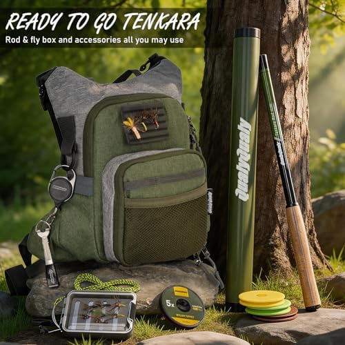 QualyQualy Tenkara Fly Rod Combo Beginner Kit, Tenkara Fishing Rod in 8.7ft/10.6ft/11.6ft 24T Fly Fishing Kit with Telescopic Fly Rod Flies Tippet and Fishing Chest Bag - Image 6