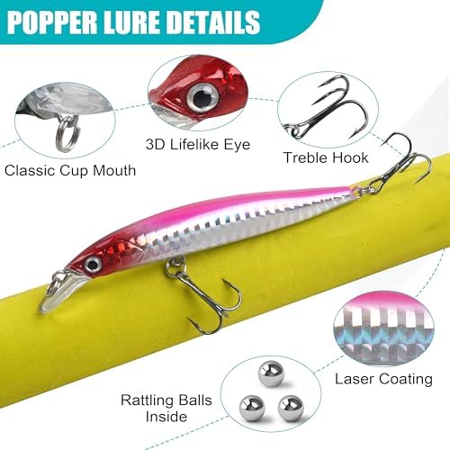 Fishing Lures Kit Crankbait Minnow Hard Bait Set Deep Diving Jerkbait Swimbait Popper Pencil Walleye Lures Artificial Fishing Bait for Bass Trout Redfish Saltwater Freshwater Fishing Lure - Image 2