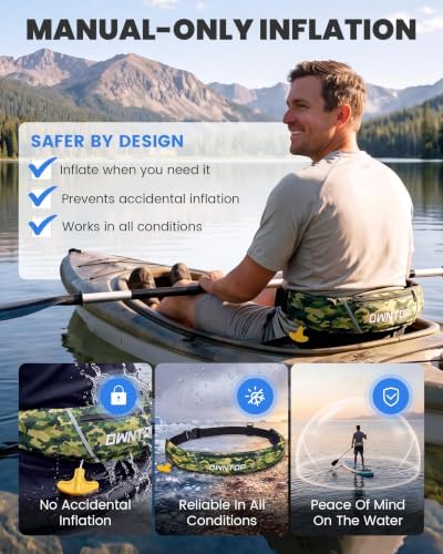 Owntop Manual Inflatable Belt Pack, Adults Swim Jacket with Blowpipe & Whistle, 24g CO2 Cylinder Included, Low Profile for Kayaking, Fishing, Paddle Sports - Image 4