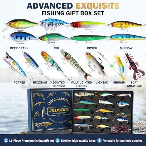 PLUSINNO Fishing Lures - Tackle Box, Bass Fishing Lures for Freshwater and Saltwater, Trout Fishing Gear & Bait, Fishing Gifts for Men,Father - Image 4