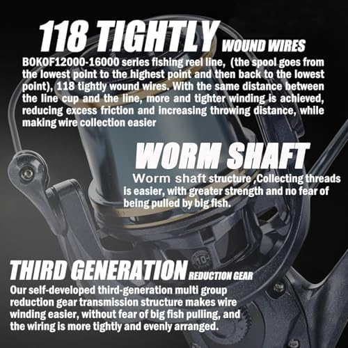 Heavy Duty Spinning Reel Metal Body with CNC Machined Spool 55LB Max Drag 8/10+1 BB Ultra Smooth 4.1/4.6/4.8:1 High Speed Gear Ratio Saltwater Freshwater Fishing Reel for 8000 to 16000 Series - Image 5