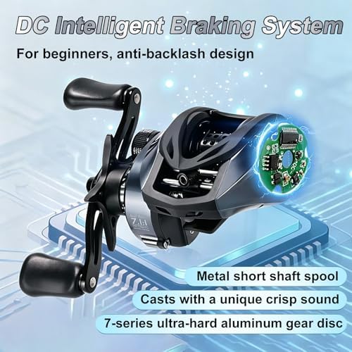 DCast Baitcasting Fishing Reel with Digital Anti-Backlash Control & Smart Braking System, Lightweight Easy-Cast Baitcaster for Bass Fishing - Image 4