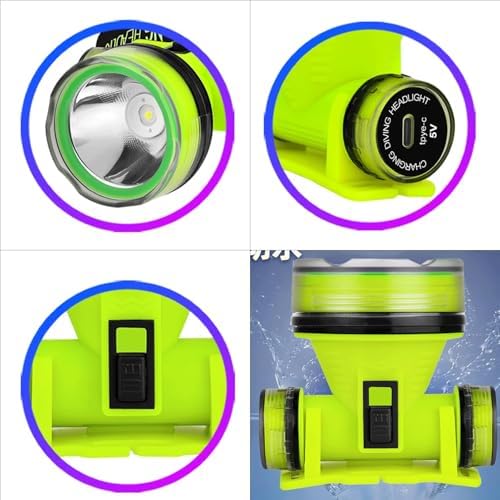 Waterproof LED Head Lamp – Scubaa Dive Light, Underwater Flashlight | IPX8 Waterproof USB Rechargeable Diving Gear, 350M Long Distance Light, Adjustable 2 Lighting Modes for Scubaa Diving, Snorkeling - Image 5