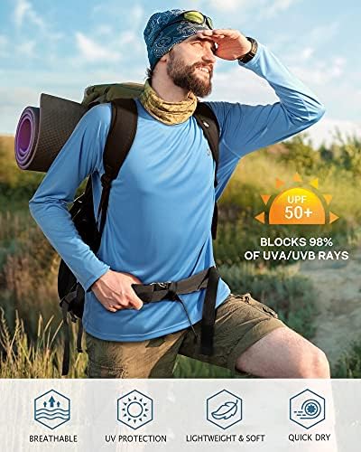 Roadbox Men's UPF 50+ UV Sun Protection Shirts, Long Sleeve Swim Rash Guard - Image 3