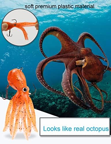 Octopus Swimbait Squid Jig Soft Fishing Lure with Skirt Tail, 5pcs - Image 3