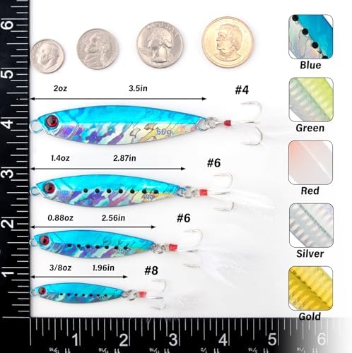 Dr.Fish 5 Pack Metal Jigging Spoon Saltwater Fishing Jigs Spoons Lures Casting Vertical Diamond Jig Lures Freshwater Bass Striper Mackerel Halibut - Image 2