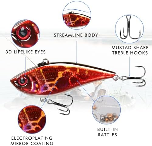TRUSCEND Easy Catch Crankbait with BKK Hooks, Shallow or Deep Diving Crank Bait Fishing Lures for Bass Pike Walleye, Unipue Wobble Design for More Bites, Vibe Lipless Crankbaits Freshwater Saltwater - Image 2