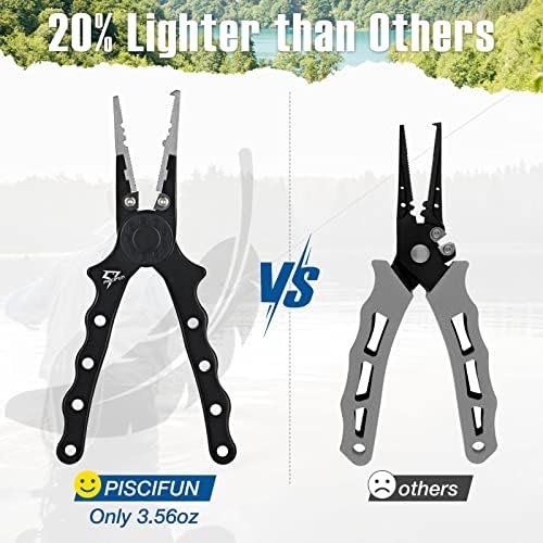 Piscifun Saltwater Fishing Pliers, Aluminum, Split Ring, Braid Cutter - Image 4