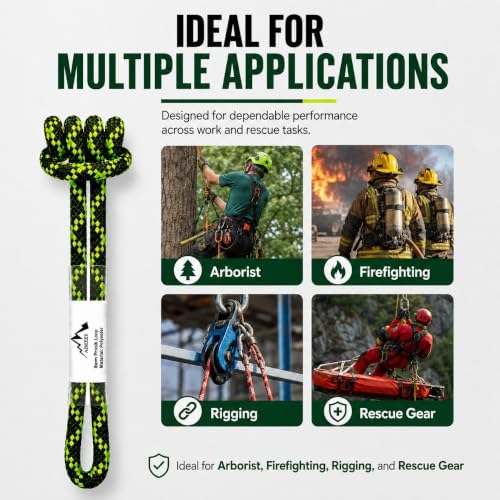 8mm (5/16") Sewn Prusik Loop 18 Inches / 24 Inches - Ideal for Arborist, Firefighting, Rigging, and Rescue Gear Dark Green | 24 inch | Pack of 3 - Image 6