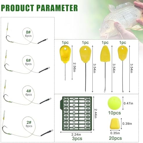 43pcs/152pcs Carp Fishing Hair Rigs Baits Carp Rigs Kit Corn Fishing Beads Boilie Bait Stops Dumbell Stoppers and Stringer Needle Fishing Equipment - Image 2
