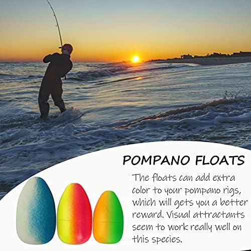 Dovesun 220/104/80/60/54/52/42pcs Pompano Rig Floats for Surf Fishing Foam Bobbers for Fishing Fly Fishing Bobbers Floats Bright Color Kit/Round/Cylindrical/Heart/Bullet/Pill/Spin Shape - Image 3