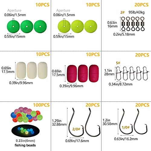 Dovesun 220/104/80/60/54/52/42pcs Pompano Rig Floats for Surf Fishing Foam Bobbers for Fishing Fly Fishing Bobbers Floats Bright Color Kit/Round/Cylindrical/Heart/Bullet/Pill/Spin Shape - Image 2