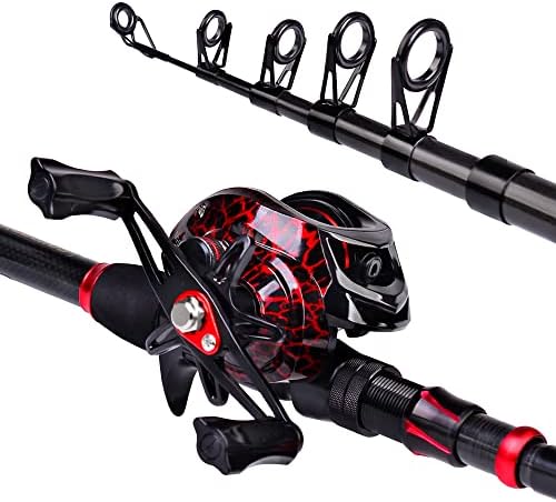 Fishing Rod and Reel Combo, 6.9ft Carbon Fiber Telescopic Fishing Pole with Spinning/Baitcasting Reel Combos, Sea Saltwater Freshwater Ice Bass Fishing Tackle Set Fishing Rods Kit - Image 2