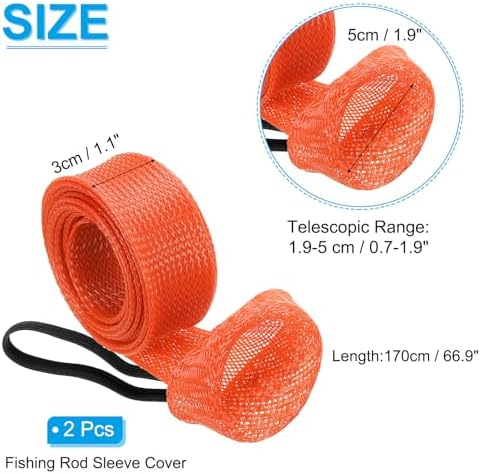 PATIKIL Rod Sock, Fishing Rod Sleeve Cover Braided Mesh Pole Protector Gloves Fishing Tools Pointed End for Spinning Fishing Rod Fly Rod Ice Rod Casting Rod - Image 2