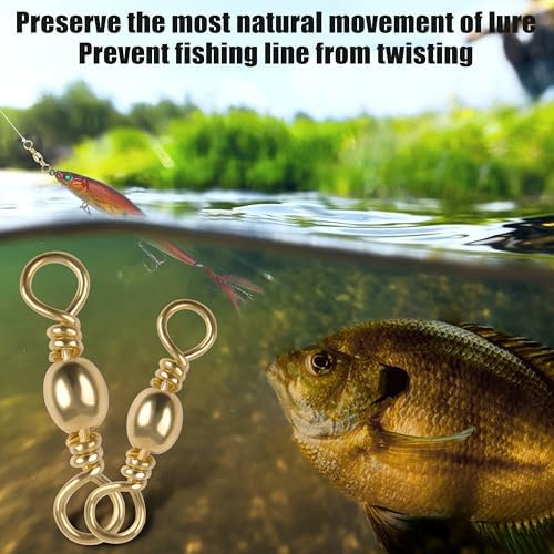 SILANON Barrel Swivels Fishing Tackle,60/120pcs Rolling Ball Fishing Swivels Connector Stainless Brass Solid Rings High Strength Saltwater Fishing Swivels Accessories - Image 6