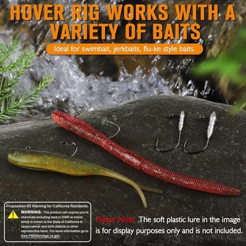 Dovesun 15PCS Hover Rig Jighead Swimbait Jig Heads for Bass Fishing Bass Hooks 1/0 3/0 5/0 Hover Strolling Rig Kit Fishing Jig Heads 1/16OZ 1/8OZ 1/4OZ - Image 6