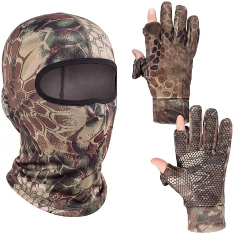 Geyoga 2 Pcs Men's Hunting Winter Gloves Camo Face Mask for Cold Weather by Geyoga