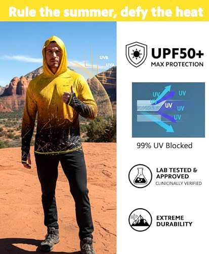 Men's UPF 50+ Sun Protection Hoodie, Long Sleeve Fishing Shirt - Image 3