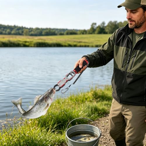 Red Aluminum Fish Gripper with Digital Scale for Fishing (Red) - Image 6
