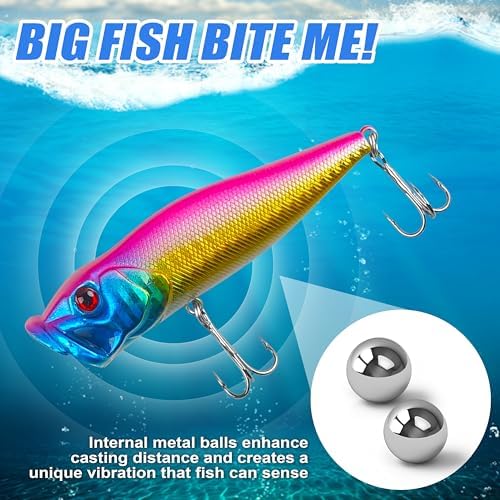 Popper Lures, 8pcs Topwater Fishing Lures Bass Fishing Hard Baits - Image 3
