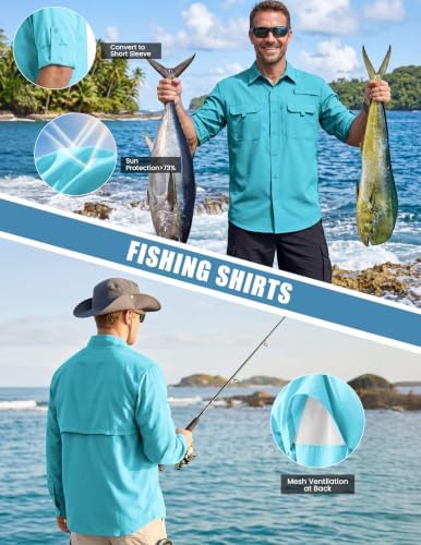 WULFUL Men's Sun Protection Fishing Shirts UPF 50+ Lightweight Quick Dry Cooling Long Sleeve Shirts for Work Hiking Safari - Image 3
