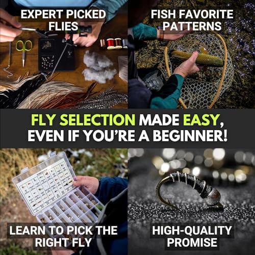 Ventures Fly Co. | 40 Premium Hand Tied Fly Fishing Flies Assortment | Fly Box Included | Dry, Wet, Nymphs, Streamers, Wooly Buggers, Terrestrials | Trout, Bass Lure Set, Kit - Image 4