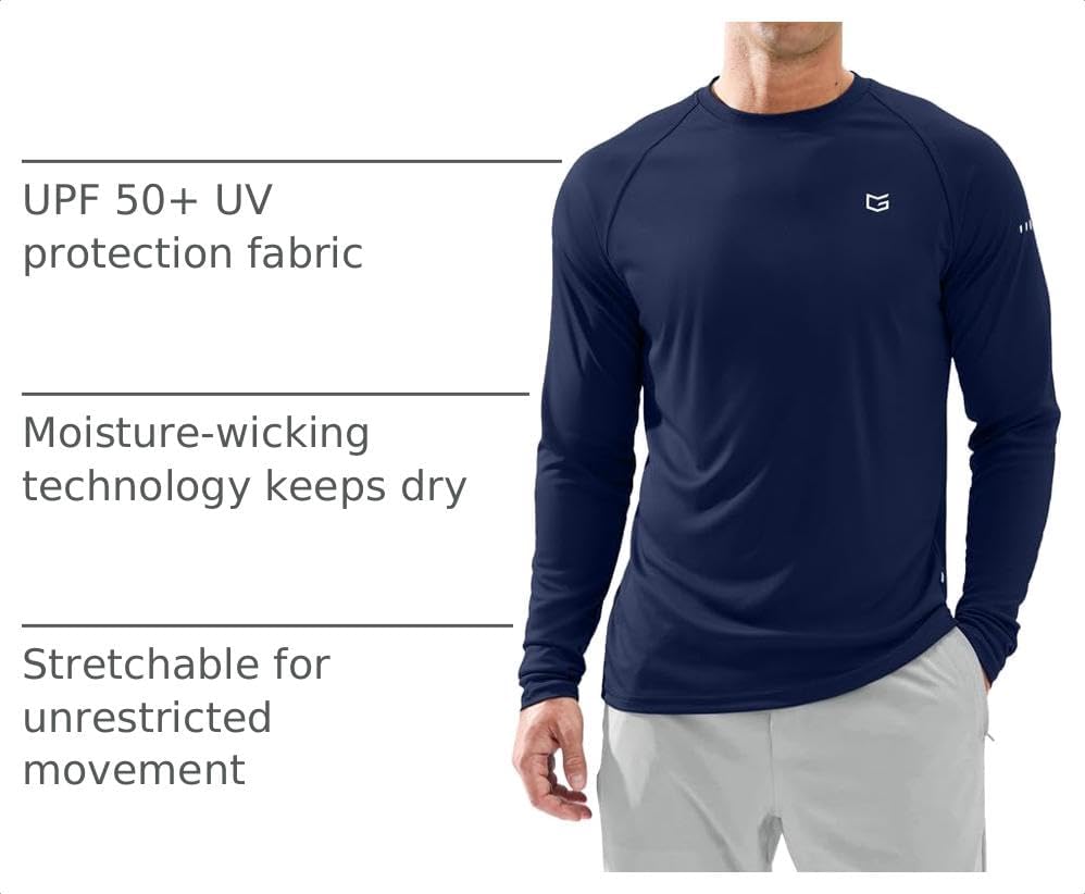 Men's Sun Protection Swim Long Sleeve UPF 50+ Rash Guard Lightweight Shirts - Image 4