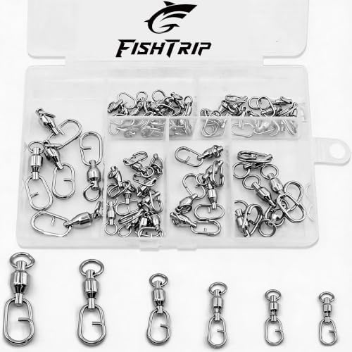 FishTrip 25/50Pcs Fishing Ball Bearing Swivel with Quick Oval Split Rings by FishTrip
