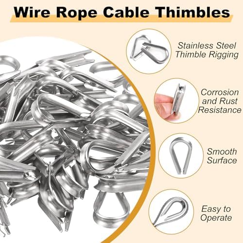 20Pcs 1/8'' M3 Wire Rope Clamps 20Pcs M3 Wire Rope Thimble - Image 4