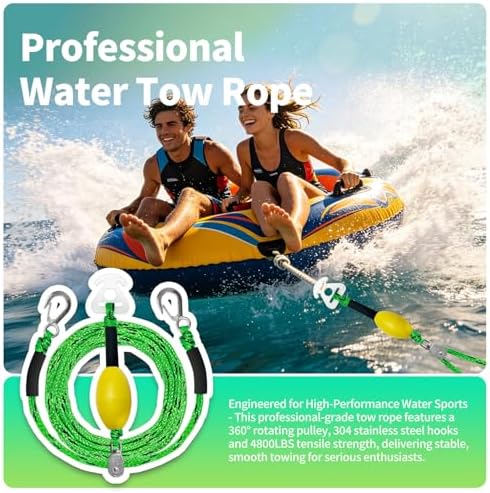 Self Centering Boat Tow Harness for Tubing & Wakeboarding – 3 Foam Floats Anti-Sink Design, Heavy Duty Tow Harness Kits for Pontoon, Jet Ski, Dinghy, 12ft/16ft/24ft - Image 3