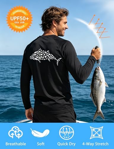 Men's Fishing Shirt Long Sleeve, UPF50+ UV Protection Sun Shirts, Quick Dry Graphic T Shirt for Running Hiking - Image 4