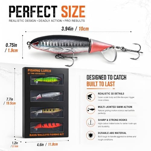 VOOGLASS 4PCS Fishing Lures Kit Hard Baits for Bass Pike Walleye - Image 2