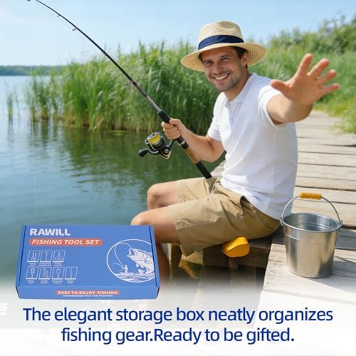 RAWILL Fishing Kit,Filleting Knife,Hook Remover,Fish Grip, Line Cutter,Fishing Scale, Pliers with Lanyards,Not Include Batteries - Image 6