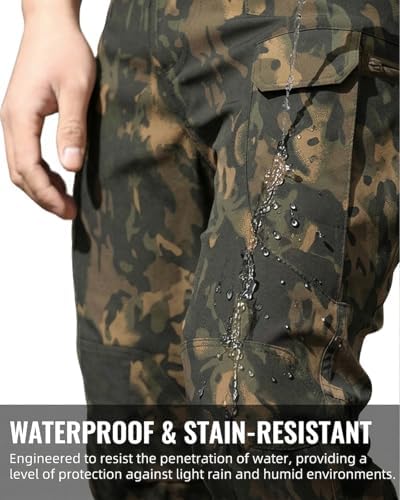 Men's Tactical Pants Stretch Waterproof Fabric Durable Cargo Pants for Hiking Casual Work Multi Pockets (No Belt) - Image 5