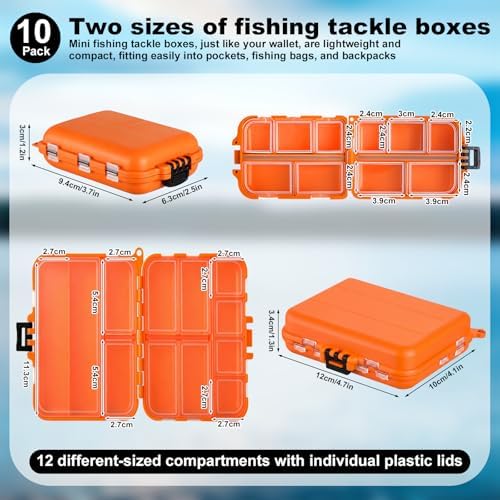 10 Pack Small Tackle Box Organizer for Fishing, Mini Double Sided Portable Pocket Tackle Box Containers for Hooks Lure Baits Swivels Jigs Storage Kayak Boxes (Orange) - Image 2