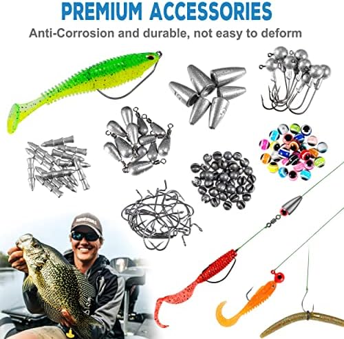 PLUSINNO Fishing Lures Fishing Tackle Box Fishing Gifts for Men, Bass, Trout Fishing Accessories Kit for Saltwater & Freshwater Fishing Gear Including Topwater Lures, Hooks, Spinnerbaits - Image 5