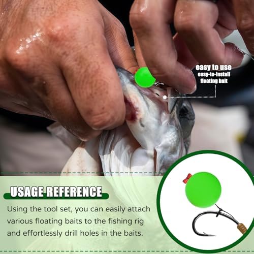YOTO Carp Fishing Tool Kit & Equipment - Professional Baiting Rig Tools Set with Hook Needles, Bait Drill and 2 Boilie Stoppers - Multiple Styles: Standard, Silicone Grip & Night Glow - Image 6