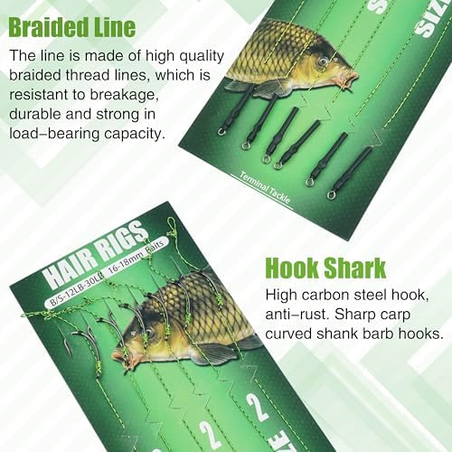 Carp Fishing Hair Rigs Kit Curved Barbed Hooks Rigs with Swivels and Boilies Corn Baits Beads Baiting Needles Tool Carp Fishing Equipment Accessories 72pcs - Image 4