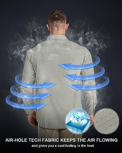 33,000ft Men's Long Sleeve Sun Protection Shirt UPF 50+ UV Quick Dry Cooling Fishing Shirts for Travel Safari Camping Hiking - Image 2
