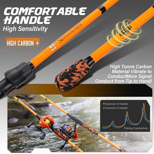 Sougayilang IM7 Graphite Fishing Rod – 2-Piece Casting & Spinning, Medium/Medium Heavy Power, Stainless Steel Guides with Zirconium Rings, EVA Handle & Hook Keeper for Bass, Trout, Walleye, Catfish - Image 4