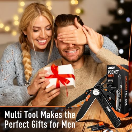 Pocket Knife Multitool Gifts for Men, 12-in-1 Tools for Fishing Camping - Image 2