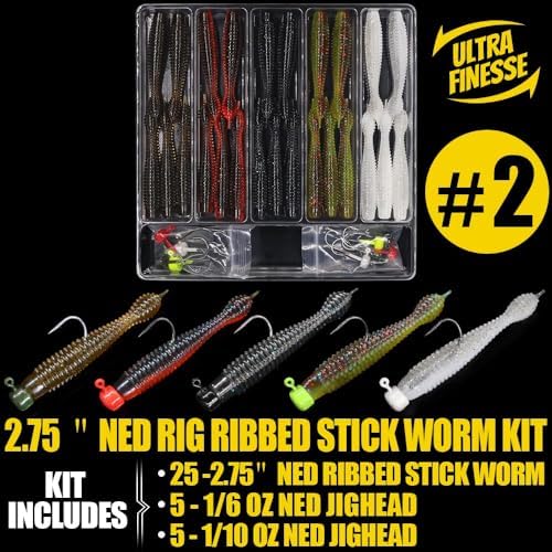 Ned-Rig-Kit-Finesse-Baits-Soft-Plastic-Worms-Fising-Lure for Bass Stick Swimbait Minnow Crawfish Lures Shroom Ned Jig Head Kit - Image 7