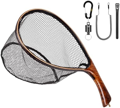 SF Fly Fishing Landing Net Soft Rubber Mesh Trout Net Catch and Release Net by SUNSHINEFISHING