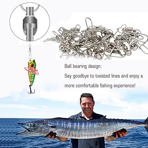 AMYSPORTS Duo Lock Snap Fishing Swivels Stainless Barrel Swivels Fishing Lure Snap Swivels Ball Bearing Swivels Fishing Tackle for Saltwater Fishing Freshwater Fishing - Image 5