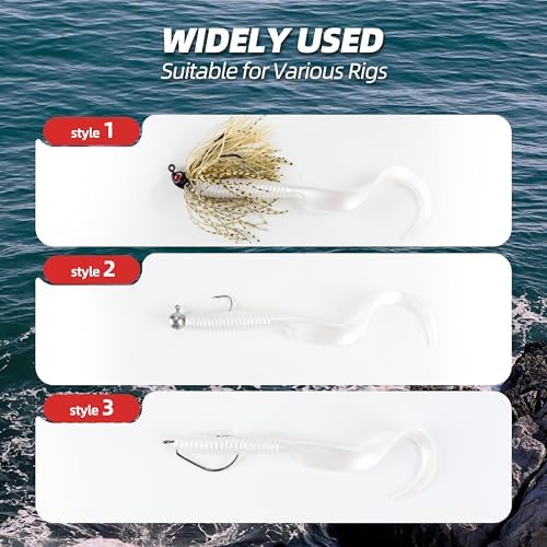 Curly Style Tail Worms Fishing Lures – Realistic Wavy Tail Soft Bait Grub Swimbaits for Saltwater & Freshwater Fishing, Available in 4 Inch & 6 Inch, Perfect for Bass, Trout, Crappie, & More - Image 5