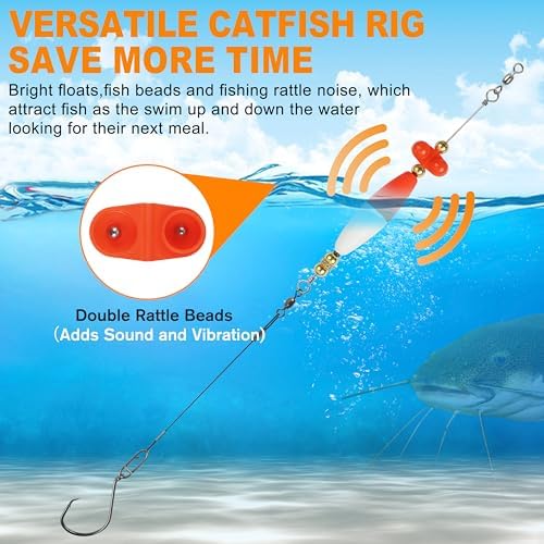 Catfish Rigs Catfish Float Rigs, Catfishing Tackle with Rattles Beads Peg Floats Santee Cooper Rigs for Bank Fishing 6/0 8/0 Circle Hooks - Image 5
