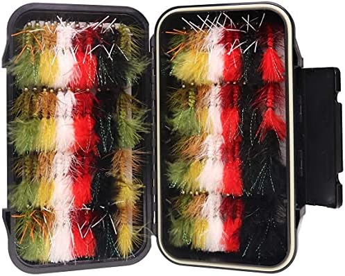 wifreo 30/90PCS Wooly Bugger Fly Fishing Lures Streamer Assortment with Waterproof Fly Box by wifreo