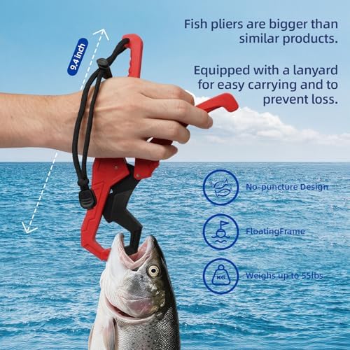 RAWILL Fishing Kit,Filleting Knife,Hook Remover,Fish Grip, Line Cutter,Fishing Scale, Pliers with Lanyards,Not Include Batteries - Image 2